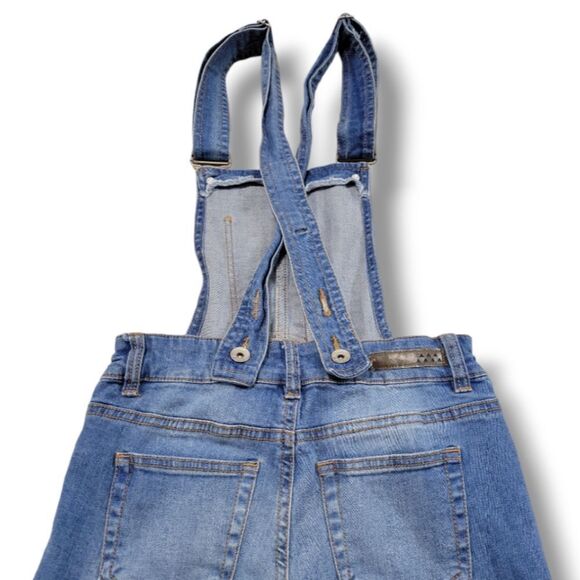 Dollhouse Overall Jeans Size 1 Denim Overalls Skinny Jeans Ankle Distressed Blue - Picture 4 of 6